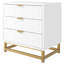 Commode 3 tiroirs, grande commode pour la chambre à coucher, commode en bois avec 3 grands tiroirs, commodes modernes avec poignées en métal doré pour le couloir-69588909