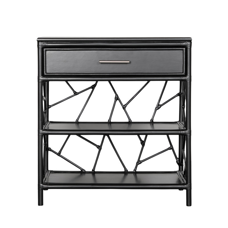End Table with Storage, Black