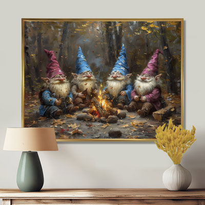Gnome d'automne bleu et bleu - salon d'art mural gnome