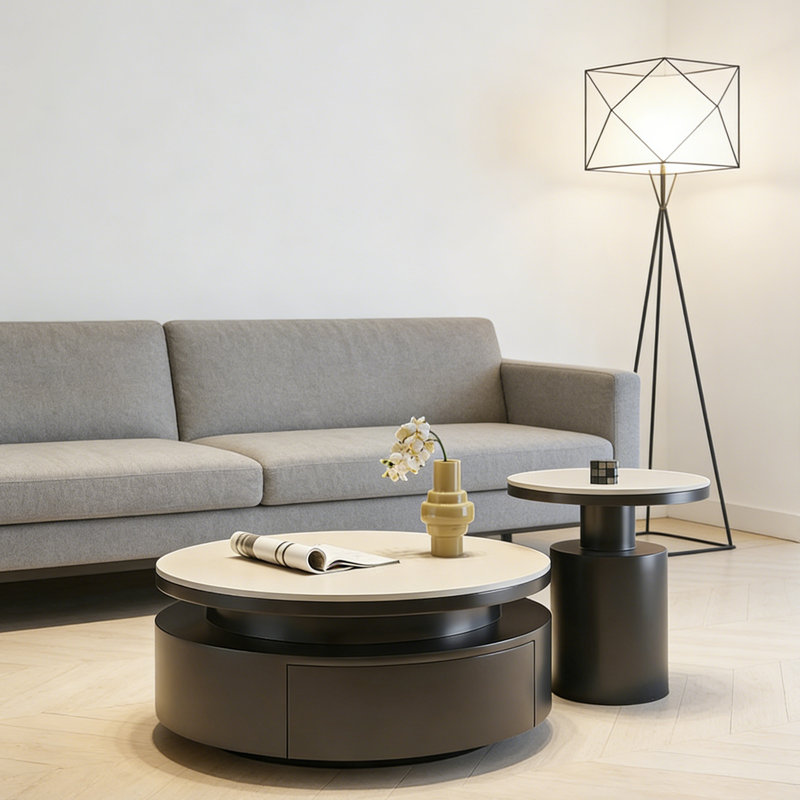 Table basse Elane , Blanc, Noir