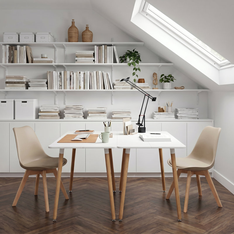 Solid Wood Base Writing Desk, White