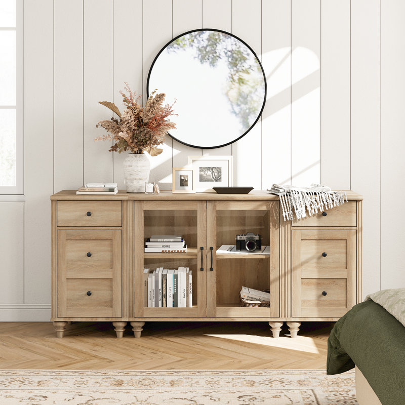 Crédence de rangement l 66,9 po Nayani, Chêne / chêne