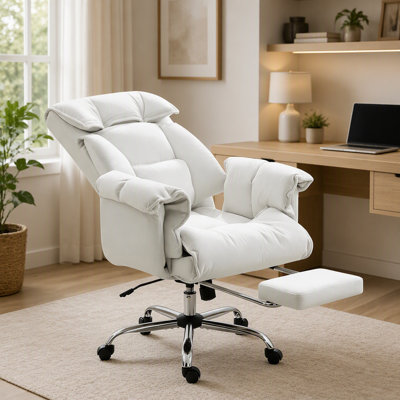 Ergonomic Reclining Desk Chair with Footrest, High Back Office Chair for Ultimate Comfort and Support