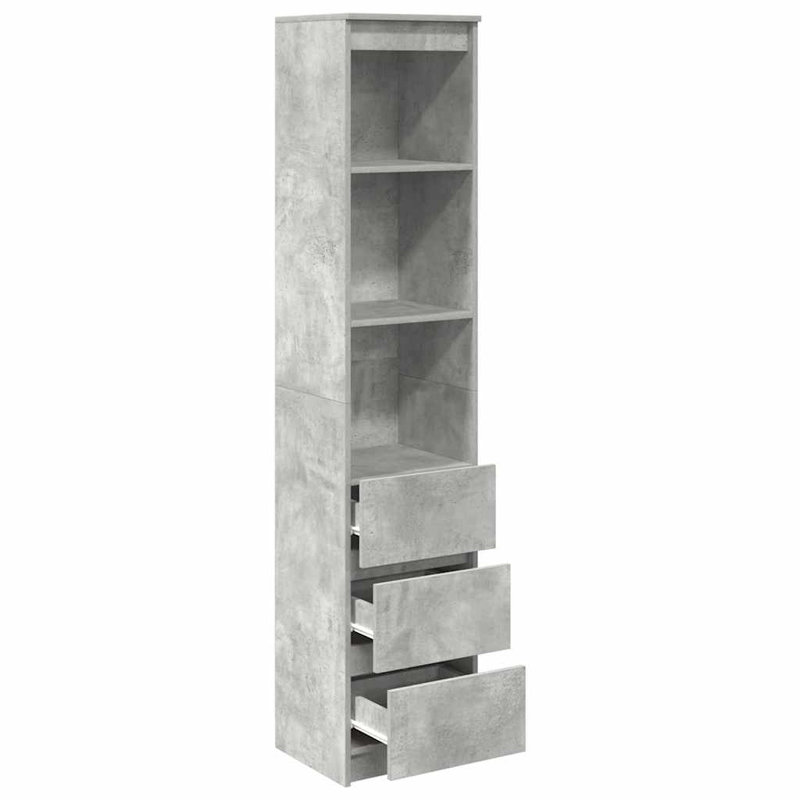 Highboard 37.5X35x180 Cm Engineered Wood, Concrete Grey
