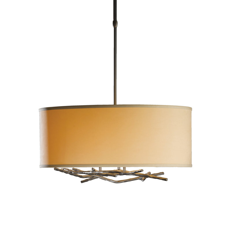Brindille 3 - Light Drum Chandelier, Flax, Soft Gold, 21.4" - 66.4"