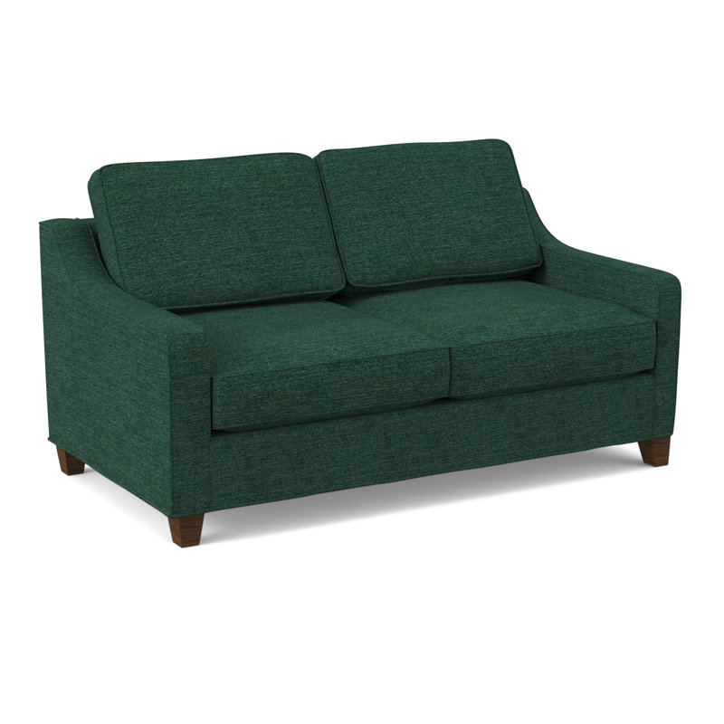 Clark 74" Square Arm Sofa Bed with Reversible Cushions, Montana Walnut, Hybrid, Antic Jade