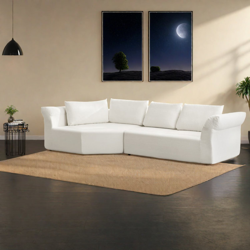 Grand canapé d'angle modulaire, canapé moderne en mousse de 323 cm pour la maison et la famille