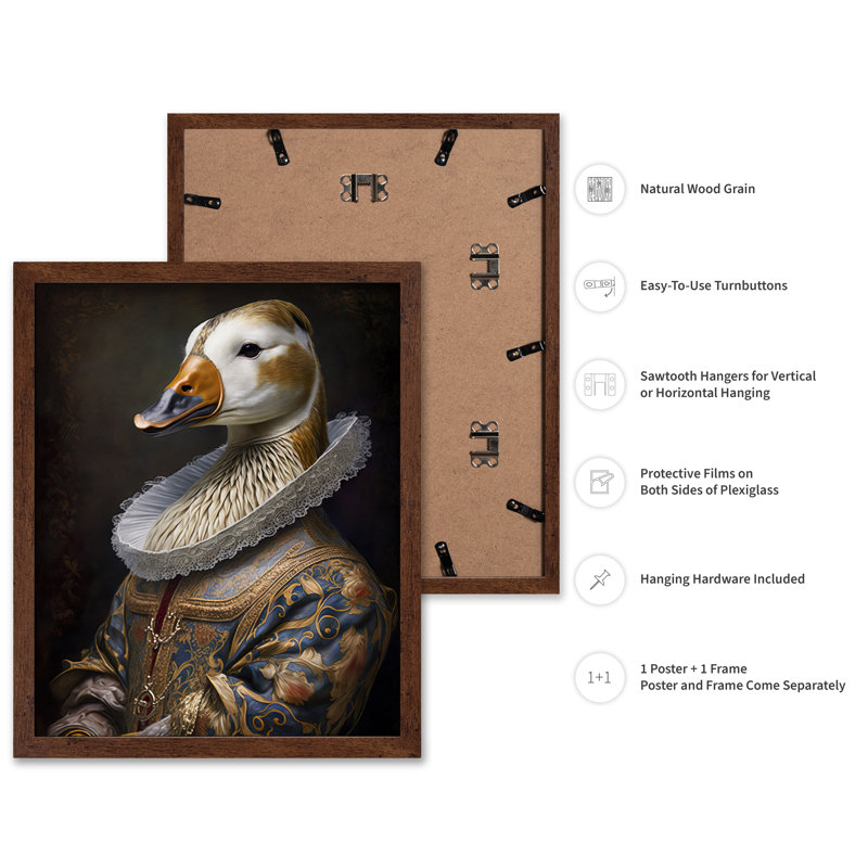 Canard aristocratique, Poster, 16"H x 20"W, Brown Framed