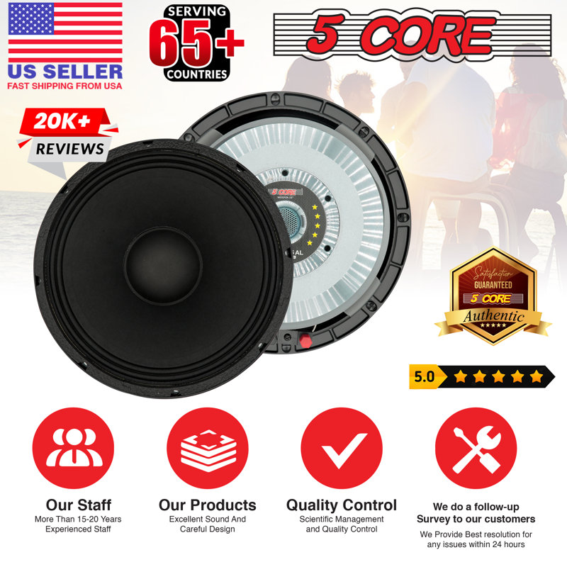 5 haut-parleurs de caisson de basses 10 pouces 600 W maximum 4 Ohm, gamme complète de remplacement pour haut-parleur de basse
