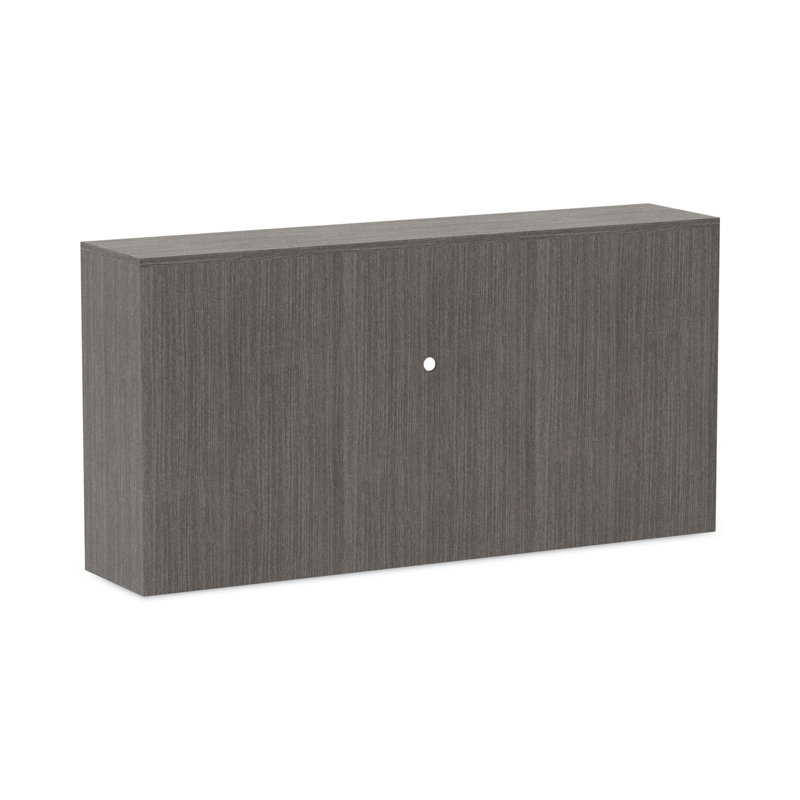 Gray Woodgrain Laminate Office Hutch with Doors