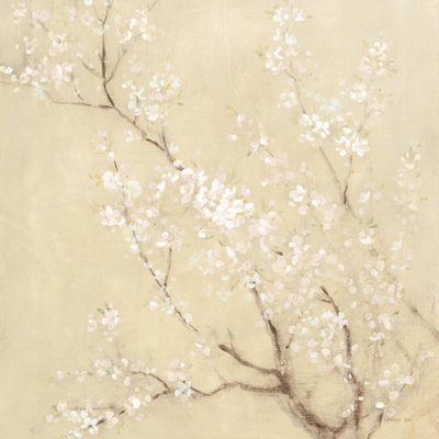 " White Cherry Blossoms II Linen Crop " by Danhui Nai Painting Print