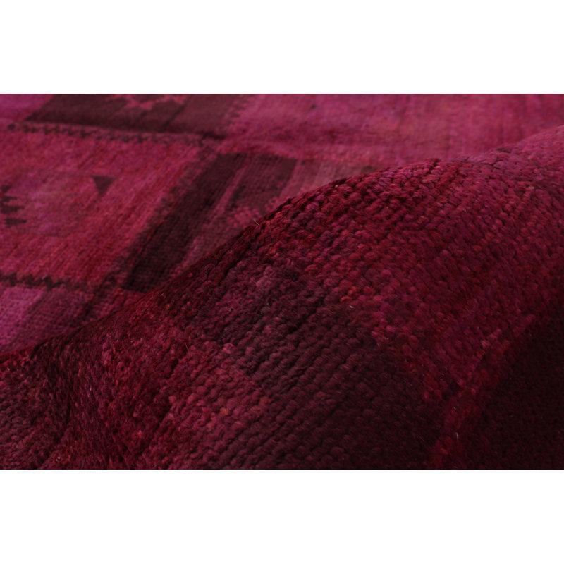 Tapis unique en laine noué à la main style transitionnel magenta foncé des années 2010 de 6 pi 2 po x 8 pi 10 po Kandance