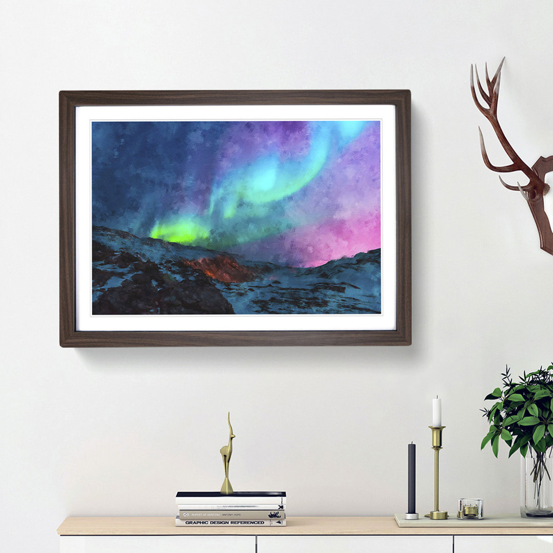 The Northern Lights Aurora Borealis - Picture Frame Painting Print