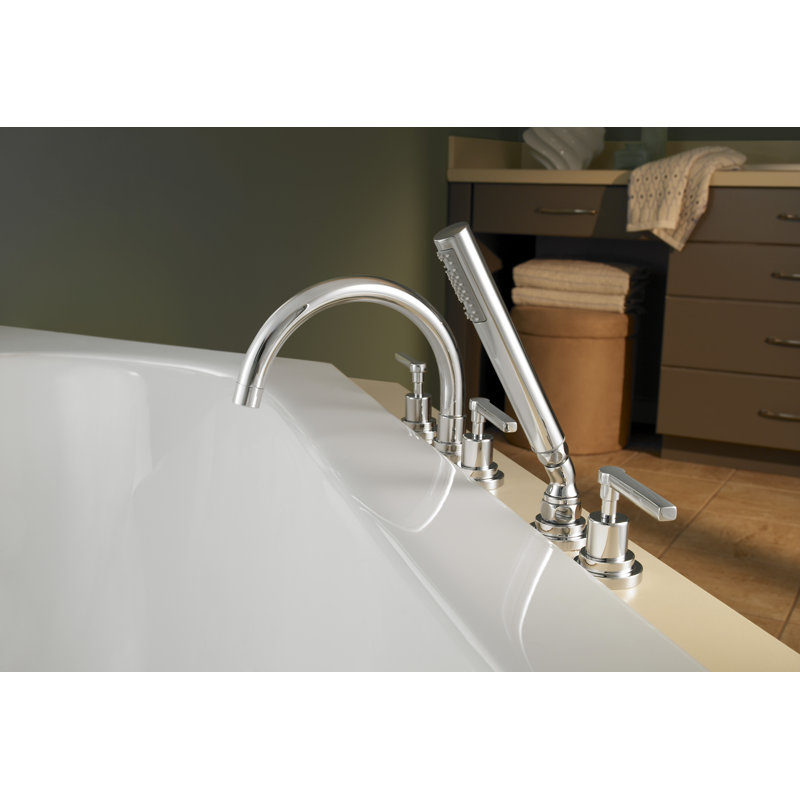 Lombardia® 5-Hole Deck Mount Roman Tub Faucet, Satin Nickel, Lever Handle