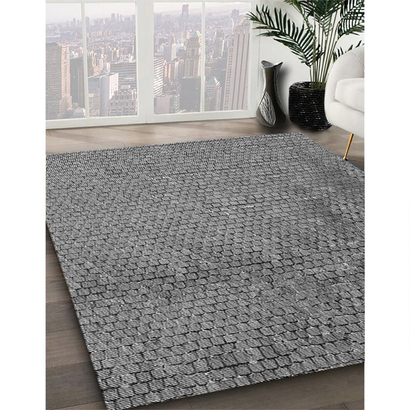 Tapis gris tissé à la machine, Rectangle 6 pi x 9 pi