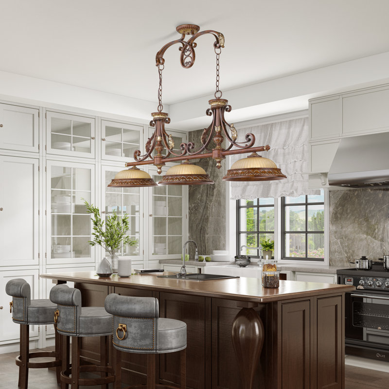 Ahran 3 - Light Verona Bronze Kitchen Island Pendant