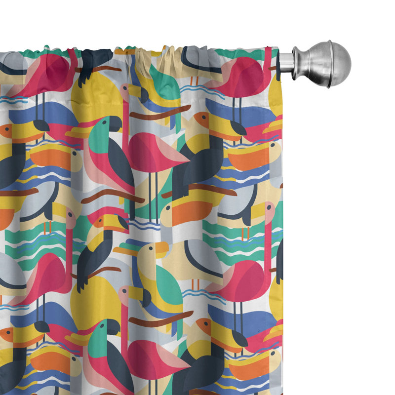 Birds Semi-Sheer Rod Pocket Curtain Panels, 28" x 95"