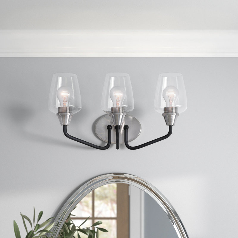 Éclairage de salle de bain à intensité variable 3 lumières Roseta, Noir/Nickel satiné