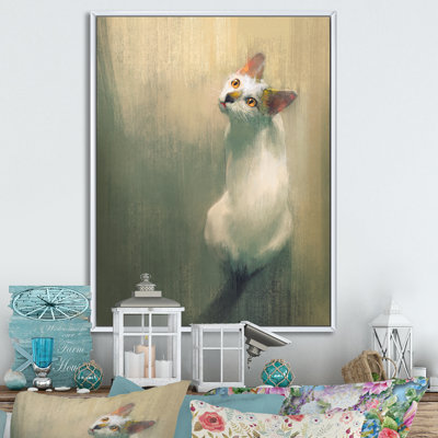 Jeune chat blanc, reproduction d'art sur toile traditionnelle
