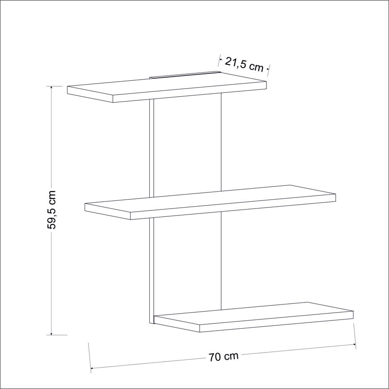 Khorawa 3 Piece Accent Shelf, Oak