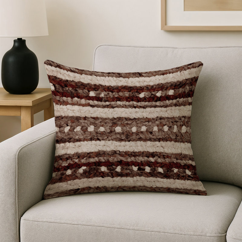 Coussin décoratif intérieur et extérieur Modern, Carré 16 po, Ivoire / gris / beige géométrique