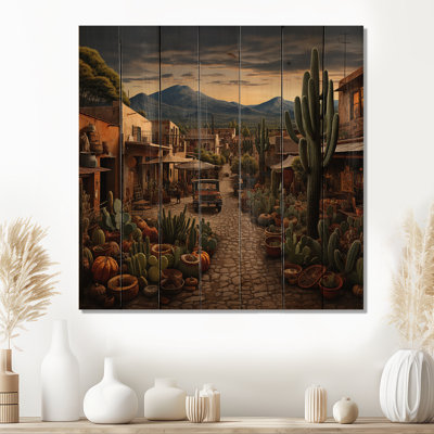Mexican Market Day I - Mexican Art On Wood Print