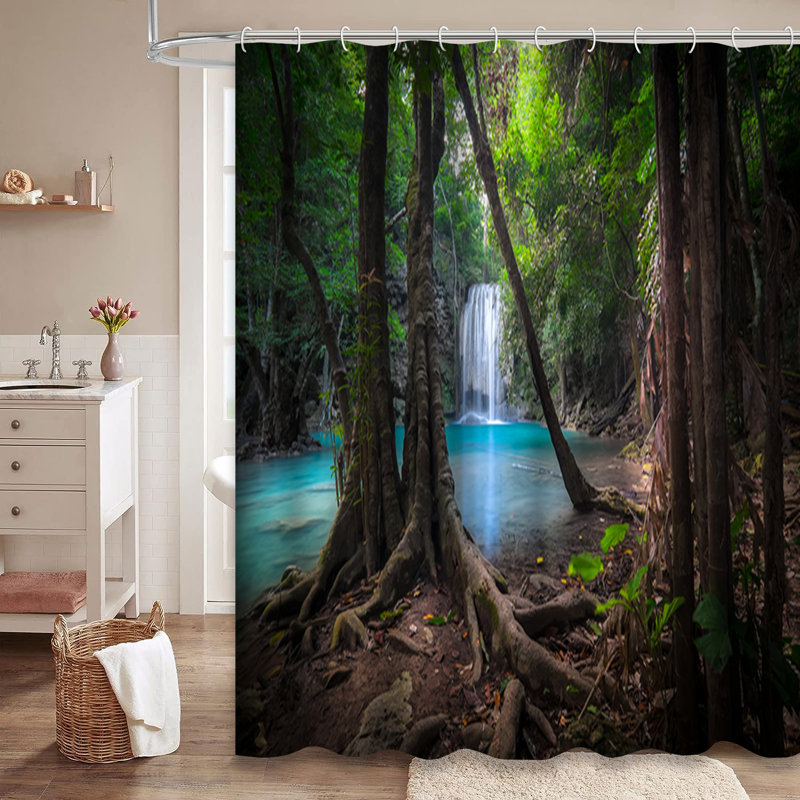 Rideau de douche à cascade avec 12 crochets Erawan National Park, L 72 po x l 72 po