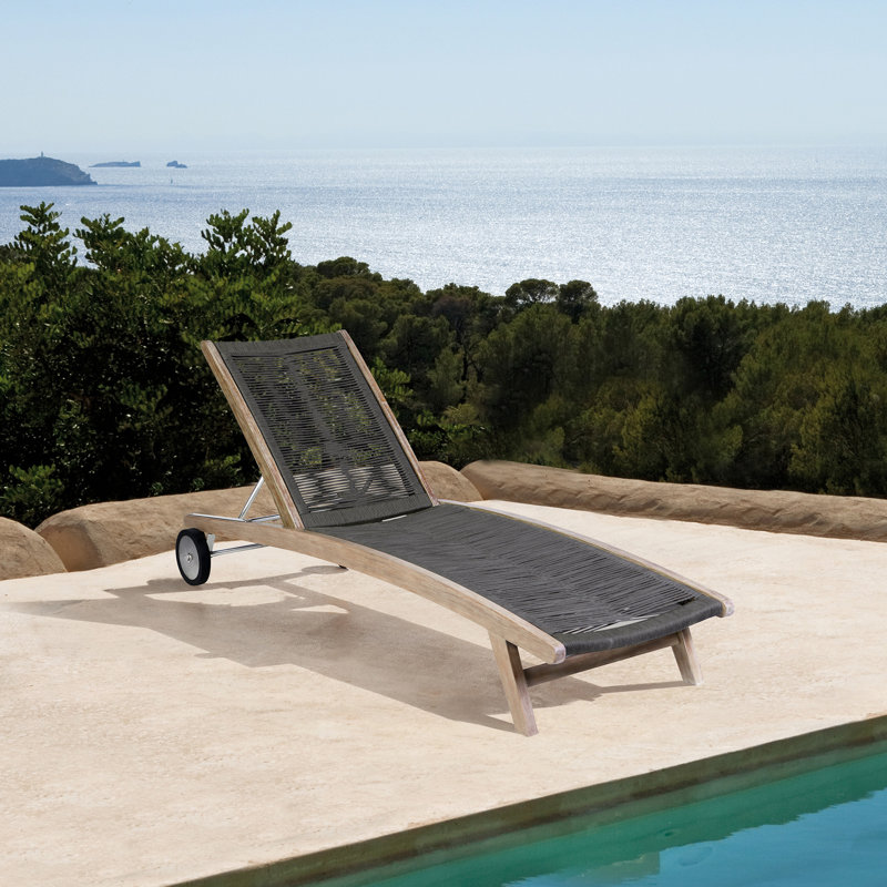 Chaise longue simple inclinable en eucalyptus 28 po Tillie, Brun, Noir
