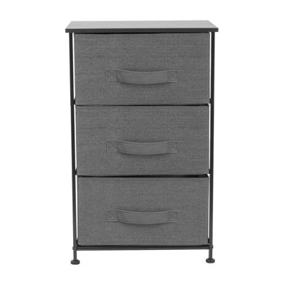 Hirasuna Sorbus 3 Drawers Nightstand with Steel Frame and Wood Top