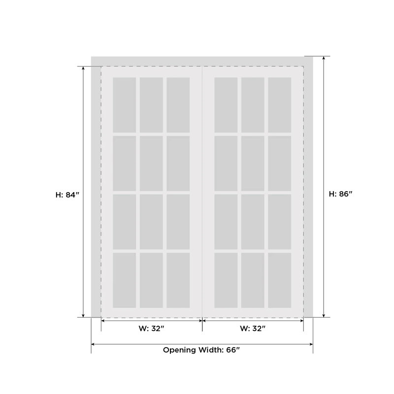 White MDF Double Panel French Doors with Frosted Glass