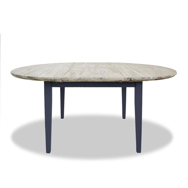 Chatham Extendable Round Solid Wood Top Dining Table, Navy Blue