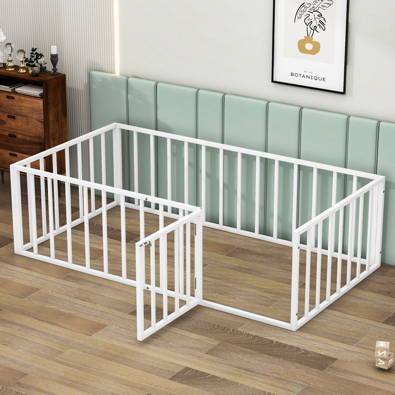 Lit plateforme en métal Micaih, Simple, Blanc