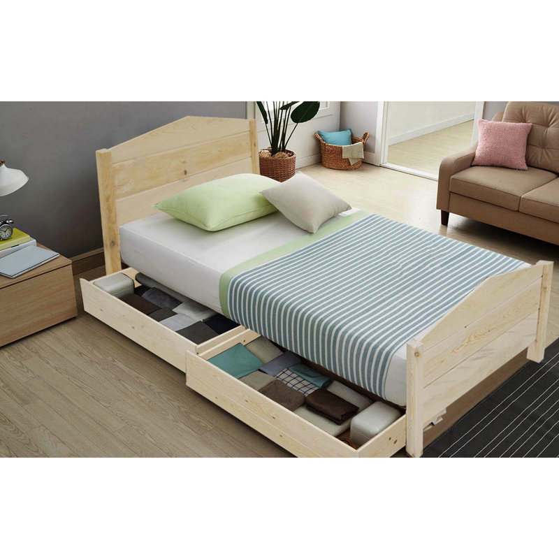 Pine Solid Wood Spindle Bed with Drawers, 49" x 84"