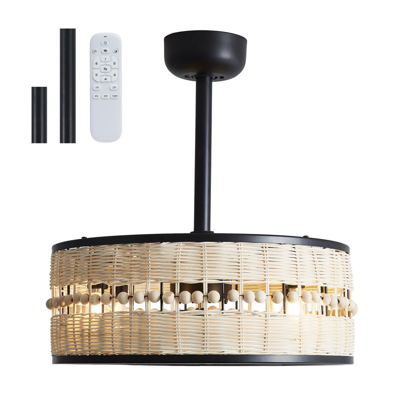 Industrial Rattan Cage Ceiling Fan - Adjustable Boom, 6-Speed & Reversible Airflow for Year-Round Comfort