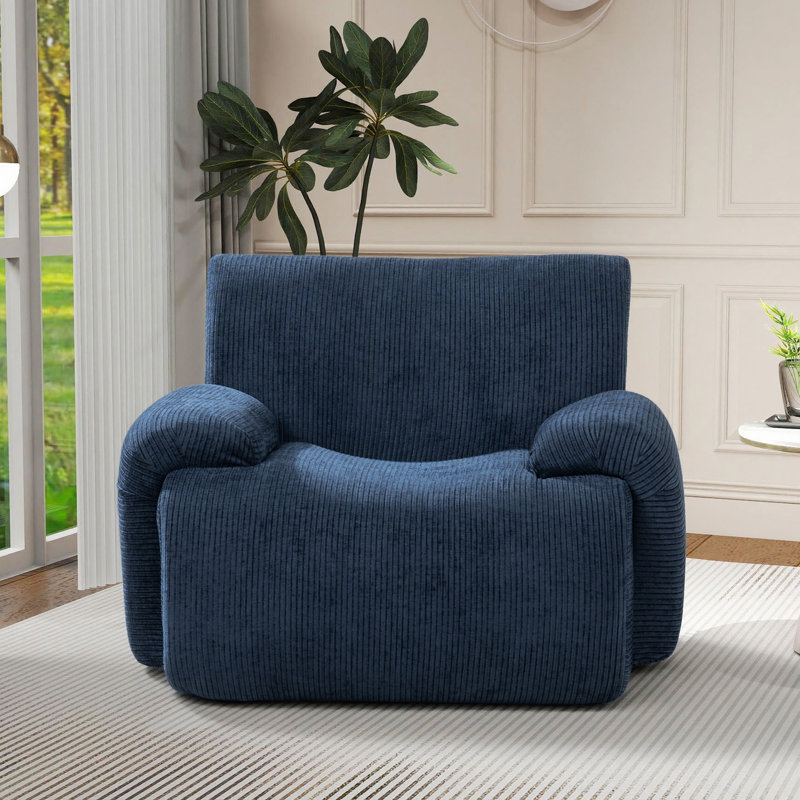 Chaise d'appoint moderne rembourrée surdimensionnée, canapé simple sans siège avec assise profonde, Marine
