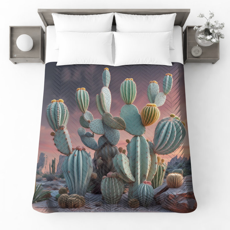 Couvre-lit matelassé Desert Cacti, Grand lit