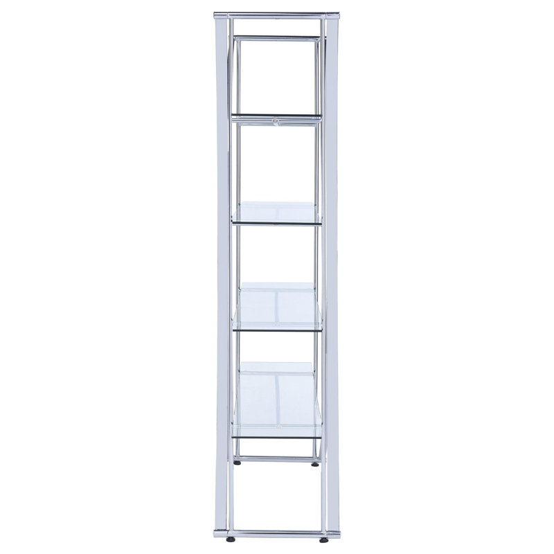 Bibliothèque Larson 73 pouces à 4 tablettes en verre chromé