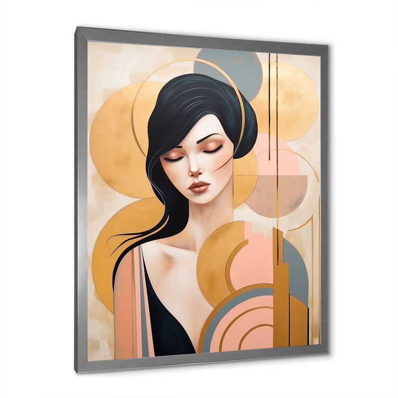 «Art Nouveau Elegant Woman», impression graphique, H 20 po x l 12 po x P 1 po, Cadre simple argenté