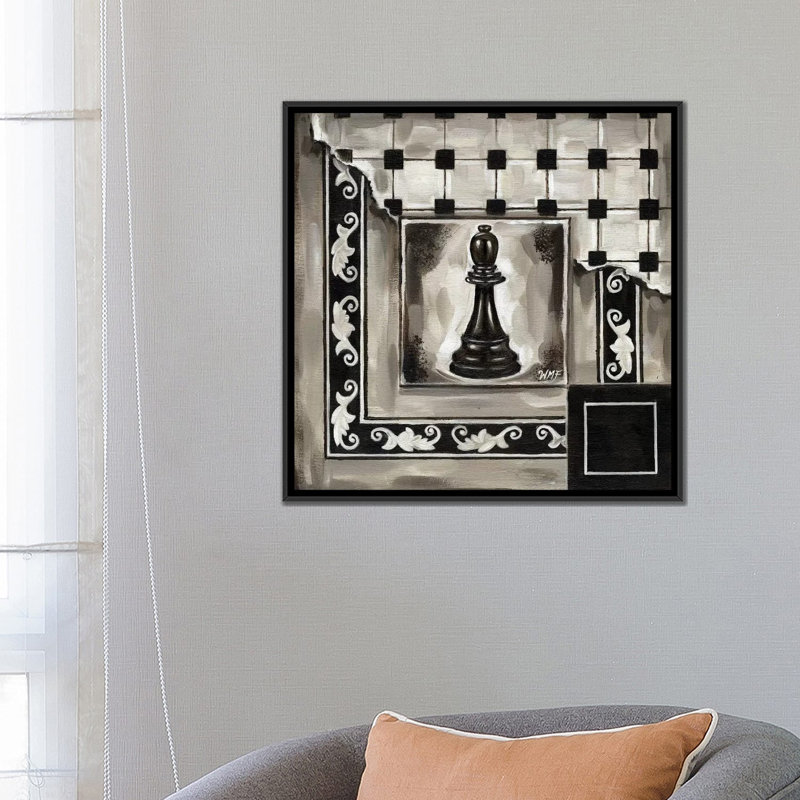 « chess ii », impression sur toile, H 26 po x l 26 po x P 1,5 po, Toile avec cadre noir, Pas de tapis