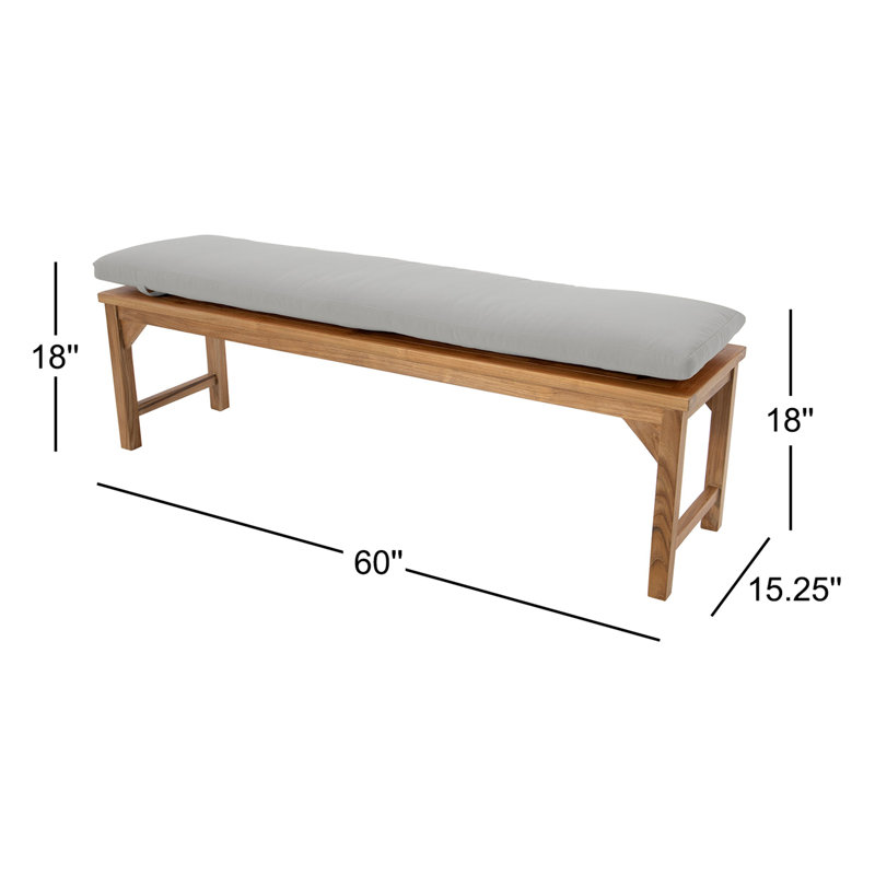 Banc de jardin en teck Velay, H 18 po x l 60 po x P 15,25 po, Granite