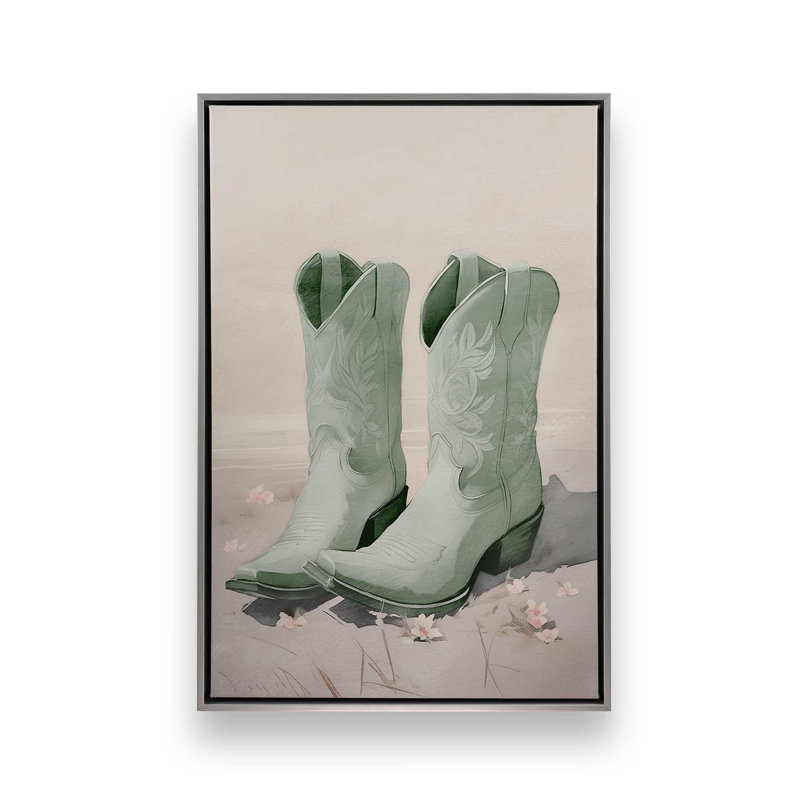 «Cowboy Essentials» en vert, ensemble de 2, Cadre flottant en chrome poli, H 19 po x l 26 po