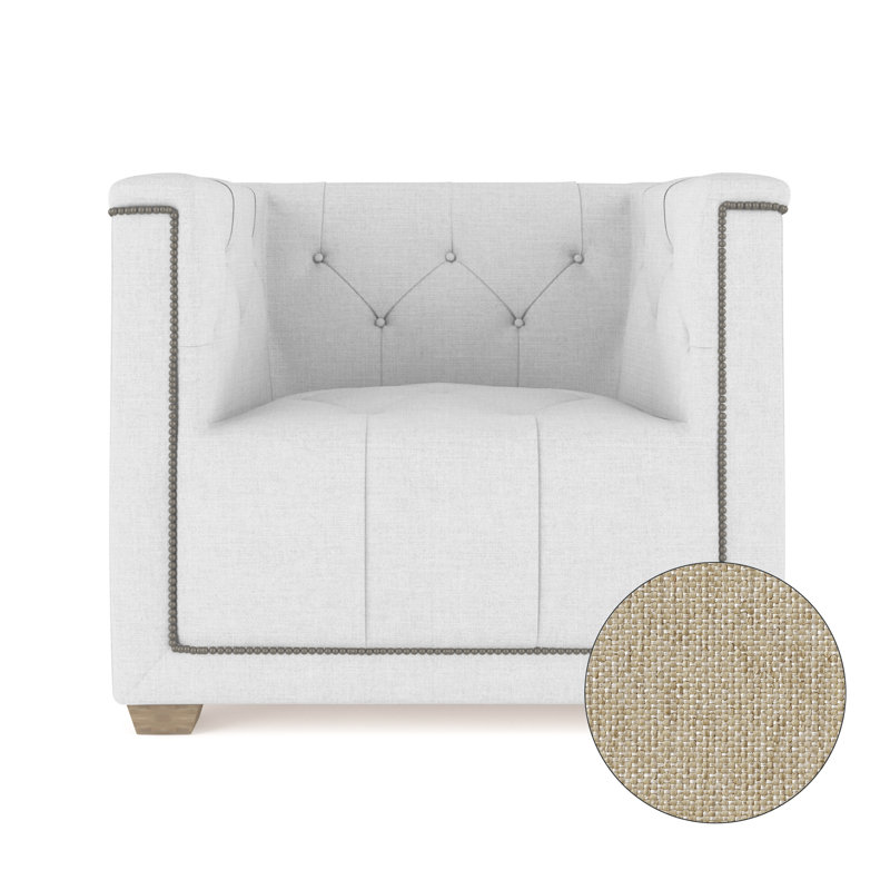 Fauteuil tuxedo Hudson, Lin huître Pebble Weave, Ébène