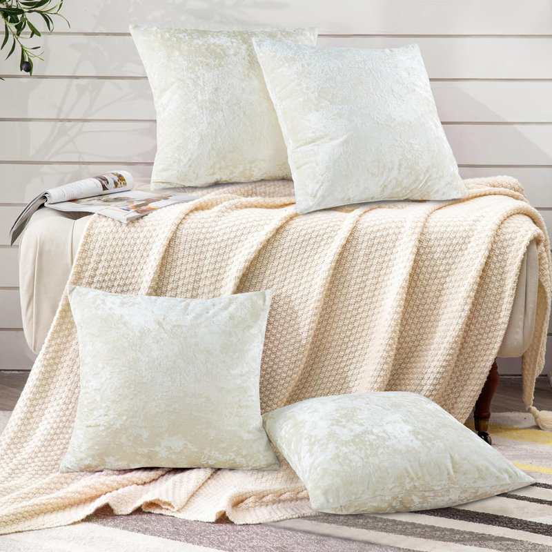 Housses de coussin en velours écrasé, Gardenia