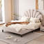 Lit plateforme tapissier double avec tête de lit en velours à motif floral-1825760462