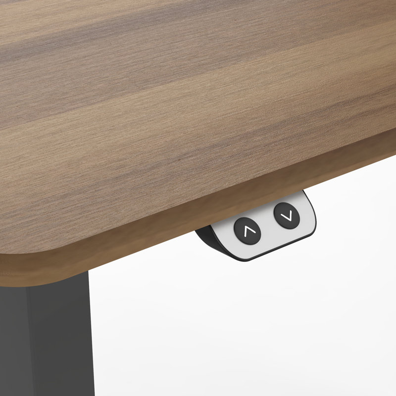 Myrick Adjustable Height Steel Standing Desk, Light Brown/Black