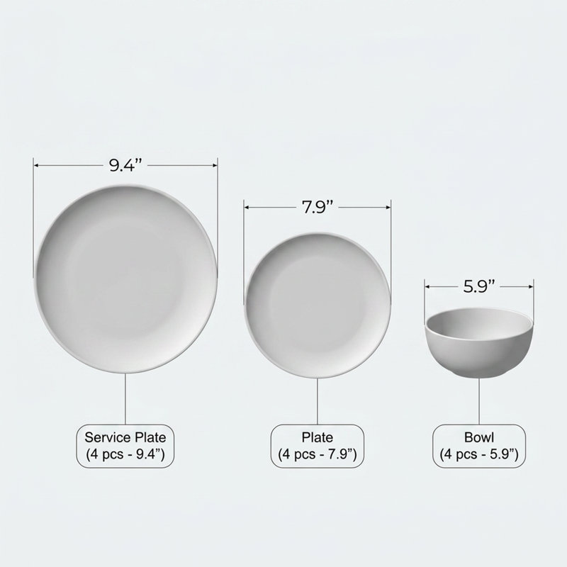 Service de table en porcelaine Artisan Speckle Cannelle (service de 12 pièces pour 4 personnes)