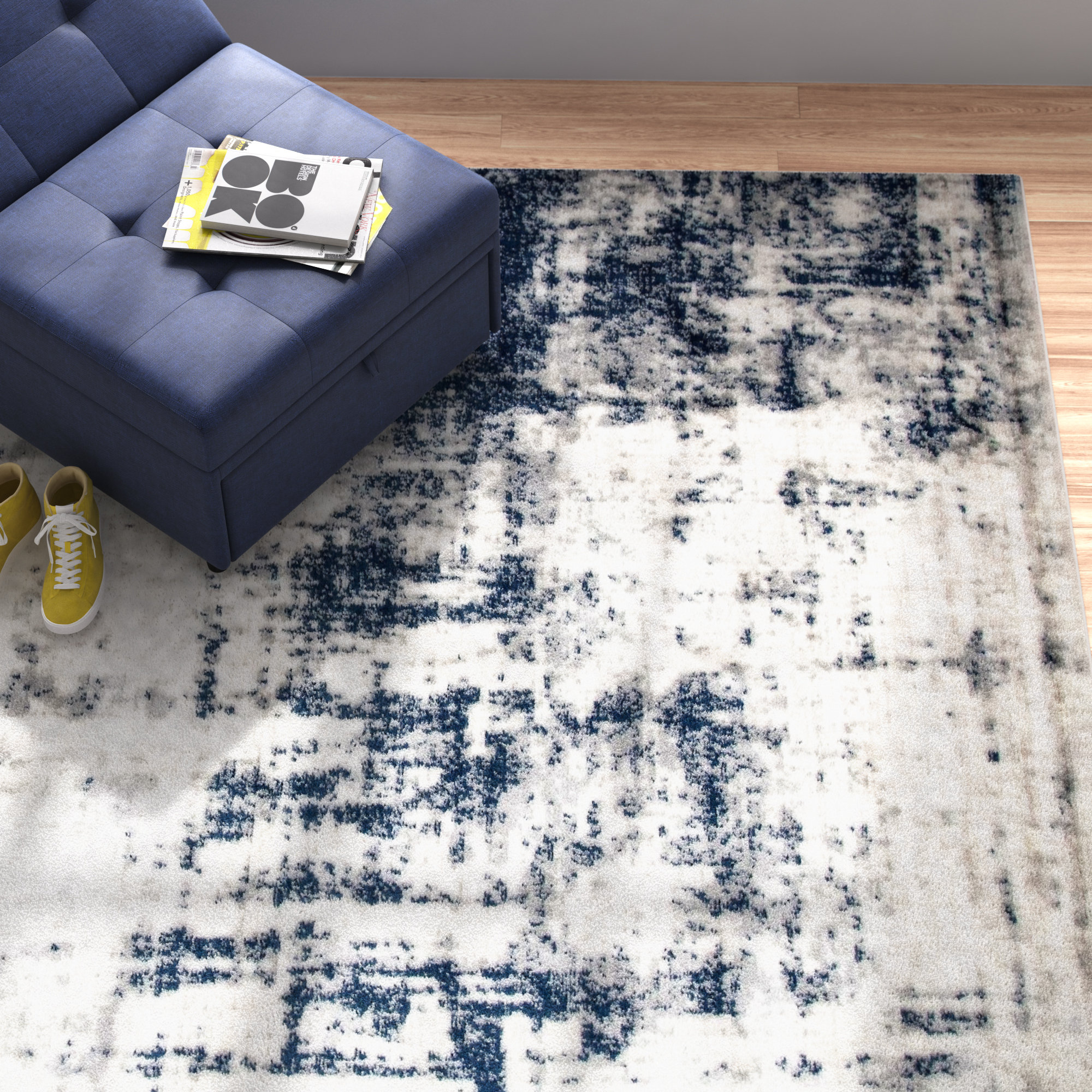 Tristan Abstract Gray/Blue Area Rug Rosecliff Heights Rug Size: Rectangle 8' x 10