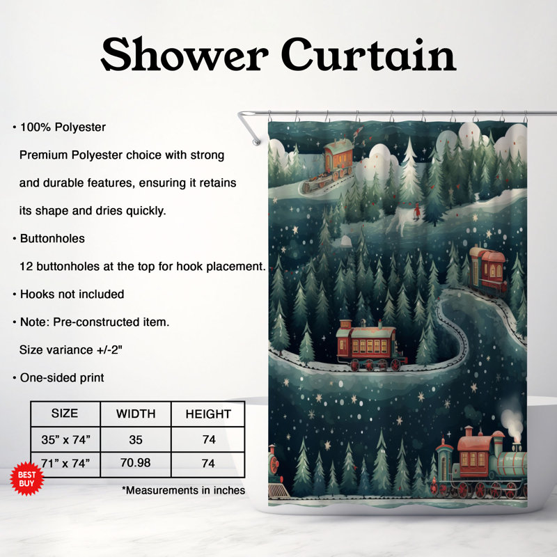 Rideau de douche Merry Train - Premium, H 74 po x l 71 po