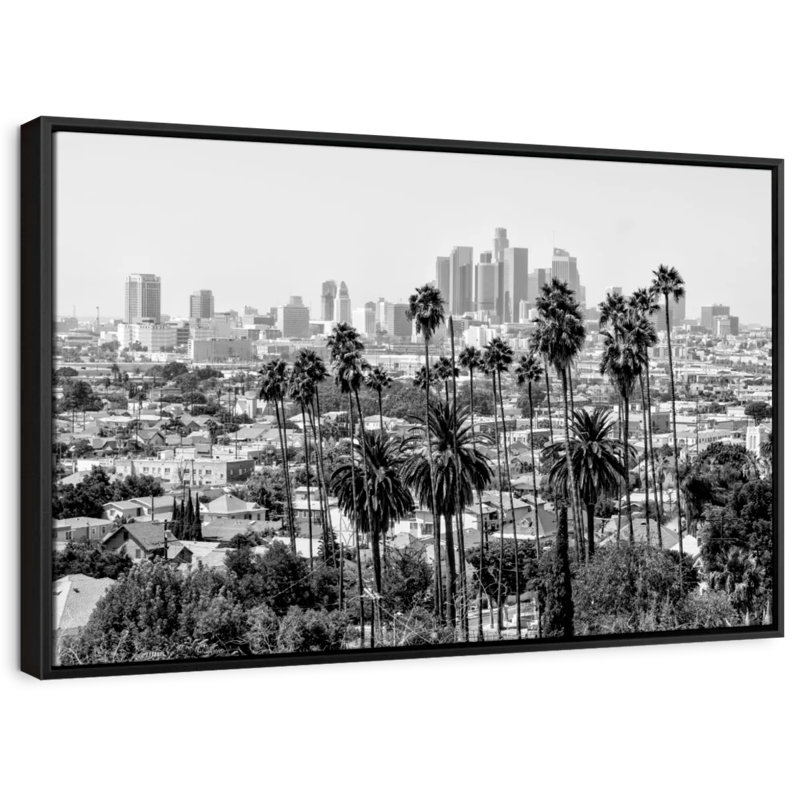 «Black California Los Angeles Skyline III Art mural», H 21 po x l 31 po
