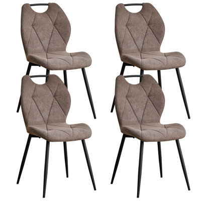 Dining Chairs - Contemporary Dining Chair - Comfortable Linen Dining Chairs - Metal Legs